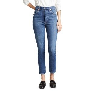 AGOLDE Nico High Rise Slim Ankle Jeans 28 Button Fly in Subdued